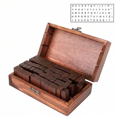 Rectangle Diary Ablum Wedding Letter Stamp 70pcs DIY Handmade Wooden Box Seal Number Alphabet Stamp Kids Number Seal Diary Decor