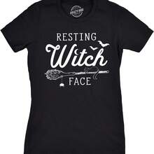 Crazy Dog hir - Camiseta divertida de Halloween con cara de bruja en reposo para mujer - Camiseta para Mujer - Negro 2 - Ver 1