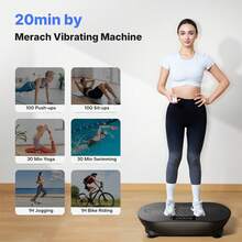MERACH V33 Vibration Plate Exercise Machine, Vibrating Platform For Lymphatic Drainage Weight Loss Muscle Activation, Full Body Home Exercise Equipment With LED Touch Screen Bluetooth Pull Cord - View 3