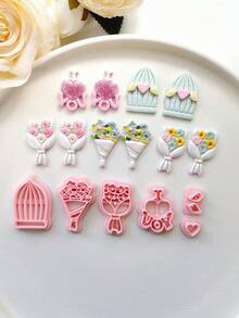 Romantic Flower Bouquet & Bird Cage Polymer Clay Cutting Tool Set, DIY Earrings And Jewelry Pendant Making Craft Tools - TH246 - View 10