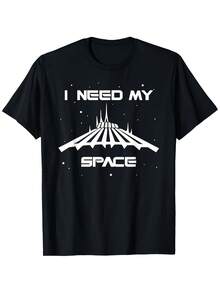 Camiseta gráfica I NEED MY SPACE para hombre - Camiseta informal de corte relajado 100 % algodón con estampado de Space Needle y estrellas, negra, tallas S-XXXL, para toda temporada, cuello redondo, tela duradera - Negro 13 - Ver 1
