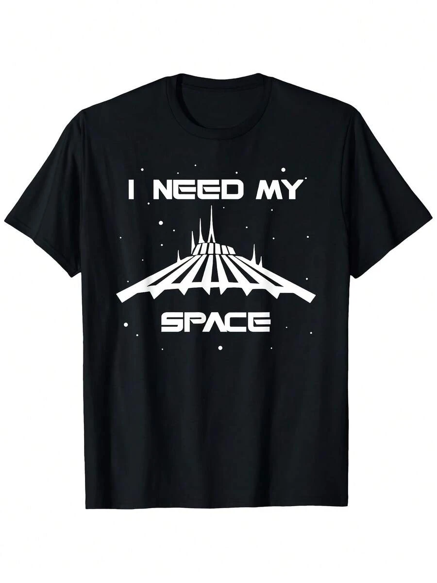 Camiseta gráfica I NEED MY SPACE para hombre - Camiseta informal de corte relajado 100 % algodón con estampado de Space Needle y estrellas, negra, tallas S-XXXL, para toda temporada, cuello redondo, tela duradera - Negro 13 - Ver 1