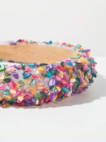 一款韩式时尚跨境新款夸张巴洛克风格彩色水晶糖果海绵宽发箍，适合女孩参加宴会和派对。 - FG1175七彩 - 查看 2