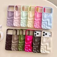 Minimalist Asymmetrical Wave Fashion New Simple 3D Wavy Purple Phone Case Compatible With Iphone 17 Pro Max/17 Pro/17/16 Pro Max/16/16 Pro/16 Plus/15/15 Pro Max/15 Pro/15 Plus/11/12/13/14 Pro Max/13 Pro/13 Pro Max/14 Pro/14 Pro Max Soft Shell Creative Spring Gift - Mauve Purple - View 8
