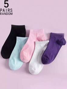 5/10/20 Đôi tất cổ ngắn nữ màu trơn, đơn giản, thời trang, đa năng, thoải mái và thoáng khí. - Nhiều màu - Xem 29