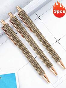 Rhinestone Metal Ball Pen, Fashion Creative Metal Pen, Guestbook Signature Pen, Office & Study Creative Pen, Perfect For Back To School And Classroom Gifts, Shiny Crystal Diamond Pen, Women's Office Meeting Birthday Wedding Gift - Multicolor - View 24