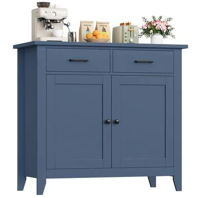 Sideboard, Kitchen Storage Cabinet With 2 Drawers And 2 Doors, Freestanding Cupboard For Kitchen, Living Room, Dining Room, Hallway, 91x40x82cm