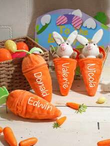 Personalized Carrot Rabbit: Double-Sided Carrot Keychain, Customized Toy Keychain, Easter Double-Sided Rabbit Keychain - Multicolor - View 2