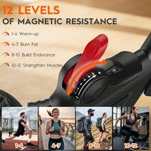 Home Multi-Functional Exercise Bike - Silent Magnetic Drive System (<30dB), Foldable, Built-In Arm Resistance, High Load Capacity Up To 150kg - Black - View 6