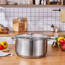 Induction Stainless Steel Stock Pot 34cm Silver With Lid Kitchen Cookware - Default - View 7