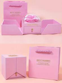 Pink Fresh Jewelry Gift Box, Fashionable And Sweet Tulip Flower Shaped Necklace And Bracelet Set, Sparkling Necklace And Bracelet, Suitable For Giving To Your Girlfriend, Friends, And Yourself On Valentine's Day And Christmas As Holiday Gifts - Multicolor - View 10