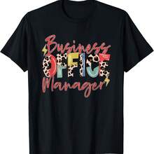 Camiseta divertida con estampado de leopardo para el equipo de secretaria de gerente de oficina comercial - Negro 1 - Ver 1