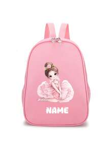 One Piece Cartoon Pink Ballet Coffee Print Backpack With Ballet And Cappuccino Design - Adjustable Straps, Commuter, Travel Backpack - Cute Casual Day Backpack With 2d Flat Print, Lightweight Backpack, Sturdy Construction, Fabric, 2d Flat, Perfect Gift For Ballet And Coffee Lovers, Ballet Gifts. - Multicolor - View 18