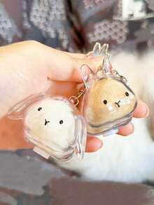 1pc Cute Transparent Rabbit Fur Storage Box, Rabbit Fur Collection, Pet Hair Memorabilia, Keychain Pendant, Pet Lover Creative Memorial Gift, Anime Keychain, Women's Keychain, Car Keychain, Halloween Gift, Christmas Gift Gifts For Mother, Father, Graduation, And Teacher - Multicolor - View 6