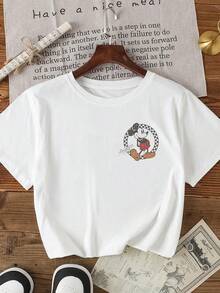 1pc Disney Mickey Mouse Playful Retro Emblem Tween Boys Fun T-Shirt - Comfortable & Lightweight, Ideal For School Days And Weekend Hangouts - 白色 - 查看 3