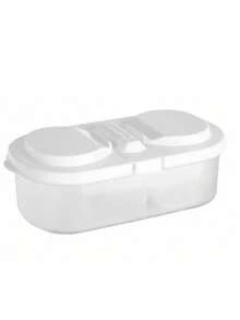 1pc Dual Compartment Covered Kitchen Food & Grain Airtight Sealed Jar, Multifunctional Fridge Plastic Storage Box, Christmas Gift - Multicolor - View 10