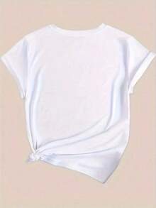 Camiseta Vibrante con Estampado de Vaca de Dibujos Animados - Camiseta Casual de Cuello Redondo de Manga Corta para Mujeres para Primavera y Verano - Camiseta Gráfica Divertida para Damas, Ajuste Relajado, Tela Suave, Transpirable, Absorbe la Humedad, Perfecta para Actividades al Aire Libre - Blanco - Ver 2