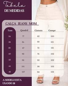 Women's High-Waisted Mom Jeans, Thick Fabric, 100% Denim - 白色關閉 - 查看 6