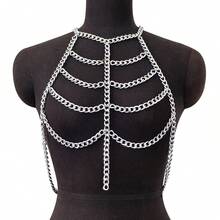 1pc European And American Vintage Multi-Layer Metal Chain Tassel Waist Chain, Retro Style - Gold - View 11