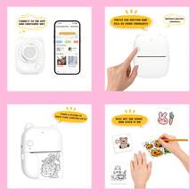 AI Mini Printer, Thermal Inkless Sticker Maker With 5 Rolls Printing Paper, Compatible With IOS&Android , For Study Notes, Pictures, DIY, Journal, Photos, Label,Scrapbook - Multicolor - View 5