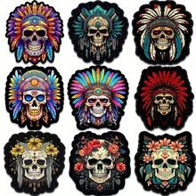 9-Piece Round Diamond Painting Coaster Set - 5D DIY Full Drill Skull Coaster Kit, Wooden Plywood Material, Adult Home Decor Drink Mat With Character Theme Design - BD027 - View 5