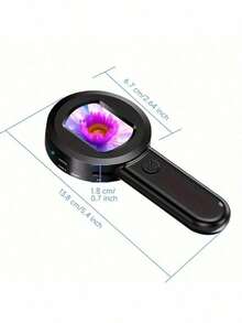 Handheld Digital Microscope, 2-Inch IPS Screen, Camera Lens, Type-C USB2.0 Interface, Dual-Color LED Lighting, USB Charging, Rechargeable Lithium-Polymer Battery, 500mAh Capacity, Portable Electronic Magnifier Suitable For Smartphones - 100X - View 3