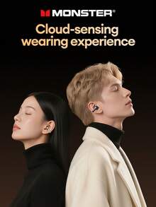 MONSTER D08 优雅商务蓝牙耳机，蓝牙 6.0 立体环绕声，高清音乐，游戏，降噪，超长续航，适用于智能手机、电脑的无线耳塞，节日礼物 - 黑色 - 查看 6