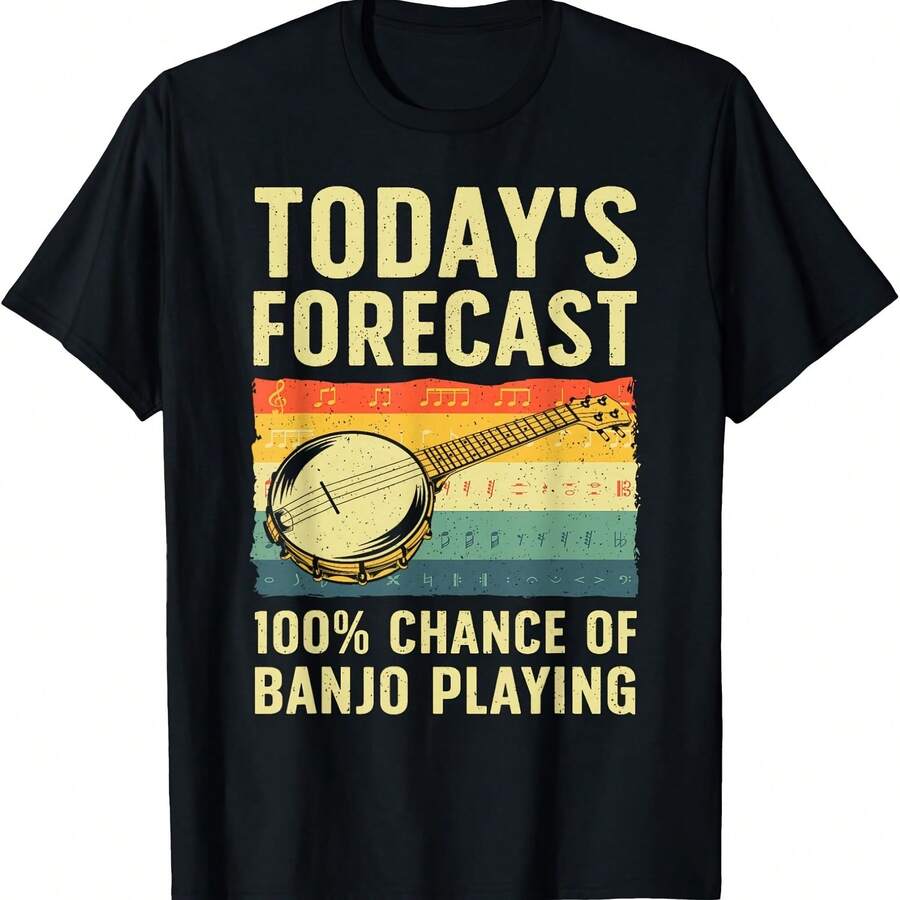 Camiseta divertida con diseño de banjo para hombres y mujeres, con instrumento bluegrass - Negro 4 - Ver 1