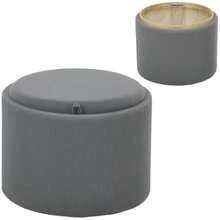 Storage Ottoman With Lid, Round Footrest, Tufted Ottoman, Corduroy-Look Coffee Table, 56 X 56 X 42 Cm, Grey - Grey - View 1