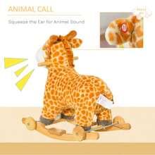 Giraffe Rocking Horse Plush Toy, Yellow, With Realistic Sounds, Pedals, And Handles. A Rocking Horse Suitable For Children Aged 3-6. - Yellow - View 6