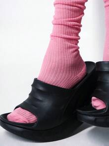 2 pares de calcetines de color caramelo casuales hasta la rodilla para mujer, primavera/verano - Multicolor - Ver 7
