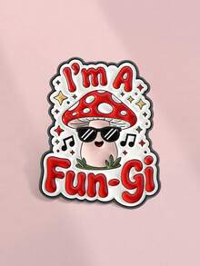 1Pc I'm A Fungi Cute Mushroom Enamel Pin Funny Pun Cartoon Mushroom With Fashion Glasses Brooch Lapel Badge Jewelry Gift For Friends ﻿ - Multicolor - View 6
