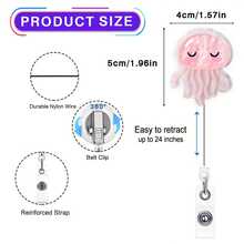 Pink Jellyfish Badge Reel Retractable Version For Nurses, Doctors, Medical Workers And Nursing Students |   Adorable Pediatric Nurse Identity Badge Holder With Alligator Clip And 24inch Durable Nylon Retractable Cord - Jellyfish - View 2