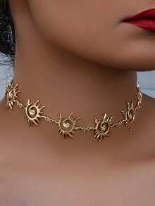 1pc Gold Spiral Metal Necklace, Suitable For Women, Holiday Gift - Style 1 - View 1