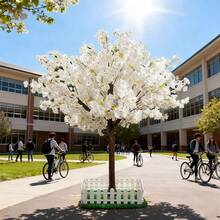 2.5mTall Potted Artificial Trees, Artificial Cherry Blossom Trees, Indoor Pink Artificial Cherry Blossom Trees Are Suitable For Valentine'S Day And Christmas Decorations, Seasonal Floral Decorations, Cherry Blossom Ornaments, Christmas Trees, Artificial Plant Decorations, Fall Home Decorations, Bedroom Decorations, And Thanksgiving Decorations. - 白色 - 查看 5