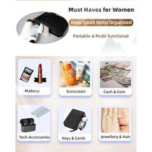 4.5 X 6.5 Clutch Stadium Approved, Leather Coin Purse For Women Wristlet Money Pouches For Cash Car Change With Zipper Lipstick Holder, Extra Small Makeup Bag For Purse Organizer Insert, Black - màu đen - Xem 6