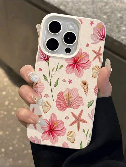 1 Stück Blumen, Seestern & Muschel UV bedruckter Soft TPU Schutzhülle, kompatibel mit iPhone, kreatives Design Handyhülle, Geschenk zum Valentinstag, Geburtstag, Weihnachten, Halloween, für Freund, Familie & Freunde