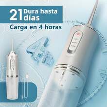 Irrigador Bucal Portátil Traje Limpiador Dientes Eléctrico Con 3 Modes 4 Nozzle IPX7 impermeable Portable Design Extraíble y Lavable inalambrica USB recargable Capacidad - ROSA - Ver 7