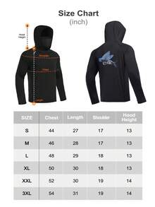 RODEEL UPF 50+ Sun Protection Hooded Quick-Drying Long-Sleeve Sports T-Shirt Four-Way Stretch, Ice-Cool And Breathable, Moisture-Wicking And Sweat-Removing, Outdoor Fishing And Cycling Hiking Sun Protection Clothing  Gift For Dad - Black - View 10
