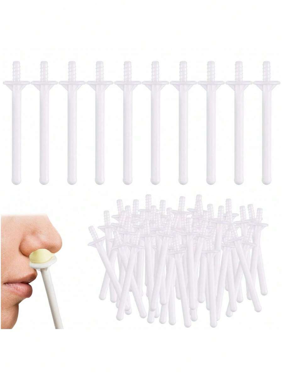 40pcs Plastic Hair Removal Sticks With Disposable Razors, Suitable For Nose Hair Removal And Cleaning - White - View 1