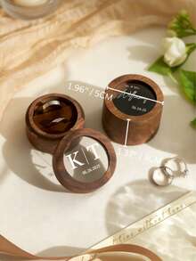 1pc Customized Wooden Ring Box, Valentine's Day/Boyfriend Proposal/Engagement Gift - Multicolor - View 9