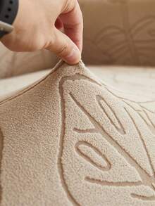 1pc Jacquard Leaf Pattern Ruffled Elastic Sofa Cover, Dust-Proof And Dirt-Resistant, Stretch-To-Fit Full Coverage Sofa Protector, Home Decor, Machine Washable, Pillow Cover Not Included - Khaki - View 2