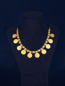 Mgyi 金色铜质时尚高端复古女士珠宝，18K镀金优雅方形项链，适合尼日利亚、迪拜、中东、沙特阿拉伯等地，可用于新娘婚礼、日常佩戴、结婚纪念日礼物、万圣节礼物等。 - PXL-067 - 查看 1