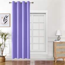 1片纯色涤纶窗帘，遮光窗帘，适用于客厅、卧室，紫色 - 紫色 - 查看 18