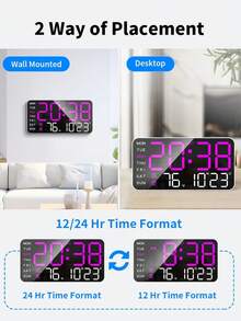1 chiếc đồng hồ treo tường kỹ thuật số cỡ lớn tích hợp chức năng hiển thị nhiệt độ, lịch và báo thức - Lý tưởng cho phòng khách - Hoạt động êm ái và màn hình LED lớn, trang trí nhà cửa, quà tặng trang trí phòng, đồng hồ sinh nhật tốt nghiệp, trang trí tường phòng ngủ, trang trí ký túc xá, trang trí tựu trường. - Nhiều màu - Xem 5