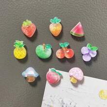 10pcs Cartoon Fruit Fridge Magnets, Oval ABS Decorative Refrigerator Stickers, Suitable For Office, Kitchen, Whiteboard, Storage Cabinet, Dishwasher, Home Decor, Christmas Gift - Multicolor - View 3