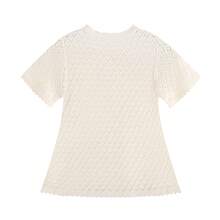 2026新款女婴春夏套装，0-3岁，甜美菱形镂空针织连衣裙，荷叶边短袖公主裙套装，百搭日常装 - 杏色 - 查看 3