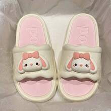 Women's Summer New EVA Slippers, Cute & Sweet, Thick Sole, Non-Slip, Comfortable Soft Bottom One-Strap Sandals - White Pink - View 7