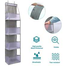 1 pieza de organizador colgante de 4/6 capas para colgar sobre la puerta, organizador de almacenamiento de cosméticos para colgar en la pared, para guardería, baño, armario, dormitorio, dormitorio universitario. HHXI - 4 capas-gris cereza - Ver 11