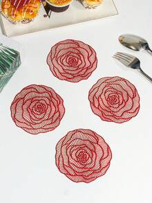 4-12pcs Waterproof Rose Flower Cup Coasters, Suitable For Dining, Coffee, Parties, Birthdays, Weddings And Banquets - Multicolor - View 16